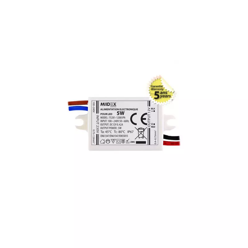 Alimentation pour LED 5W 12V DC