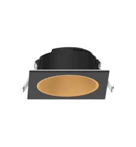 Collerette Basse Luminance pour LED IP20 82mmx82mm Noir/Dorée - perçage de 68x68mm