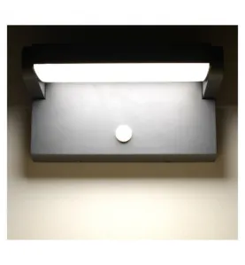 Applique Murale Orientable LED 12W 720 LM Détecteur 3000K Gris IP54