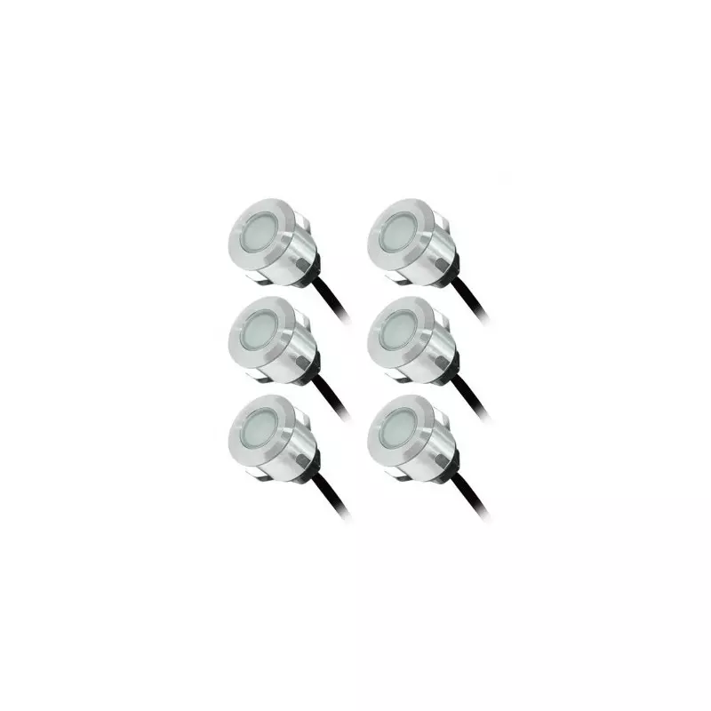 Kit Spot LED Terrasse 0,6W 12V Bleu Rond IP65 - Blanc du Jour 6000K