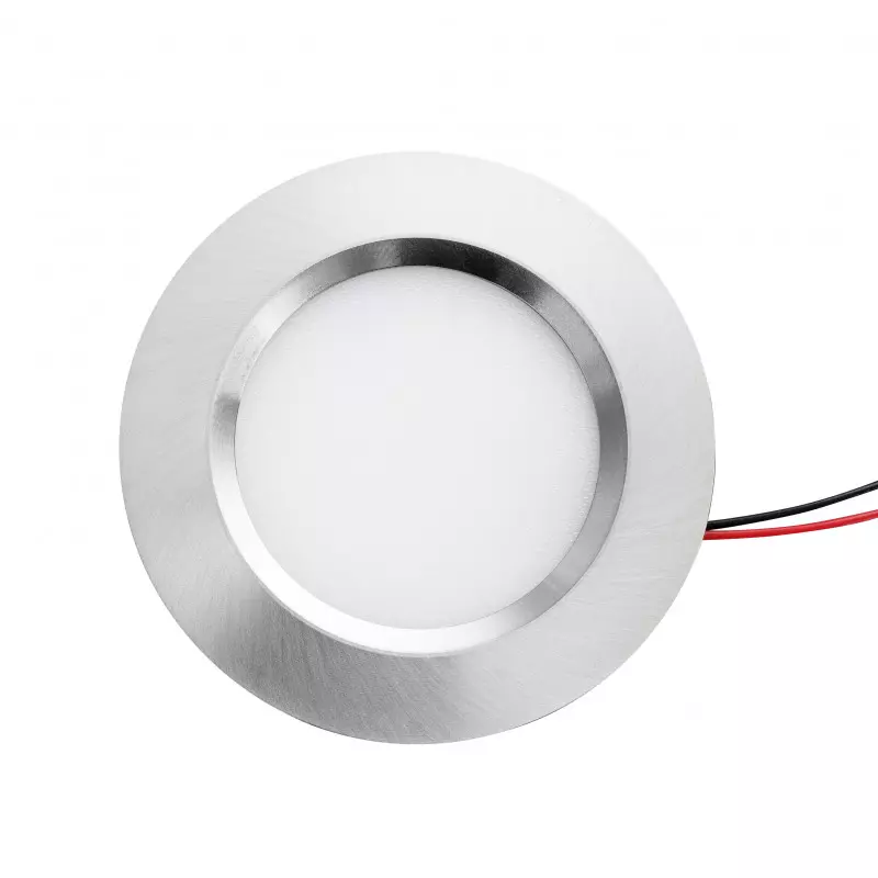 Spot LED Encastrable Aluminium Brossé 55mm Compact 3W DC12V Équivalent 25W - Blanc Chaud 3000K