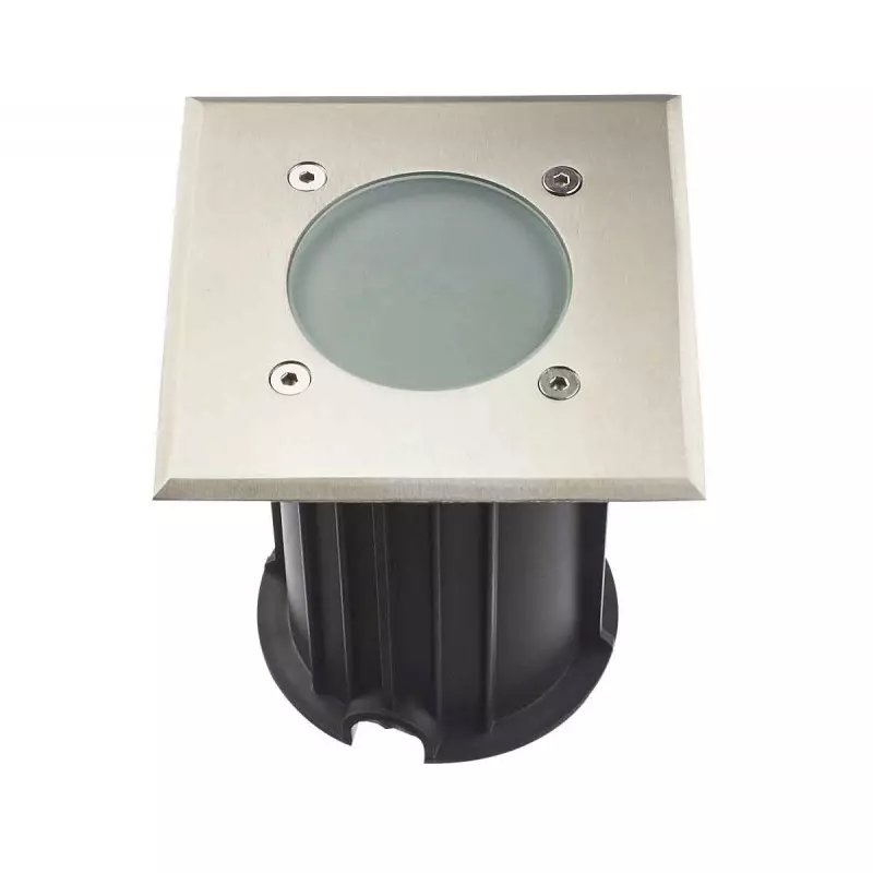 Support Spot Encastrable Sol GU5.3 MR16 DC12V Étanche IP67 Carré - perçage 98mm Diffuseur Dépoli