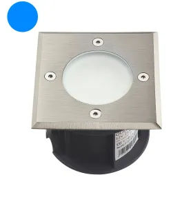 Support Spot LED Encastrable Sol Bleu 1,5W AC220-240V Étanche IP67 Carré - percage 85mm Diffuseur Dépoli