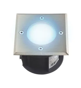 Support Spot LED Encastrable Sol Bleu 1,5W AC220-240V Étanche IP67 Carré - percage 85mm Diffuseur Dépoli