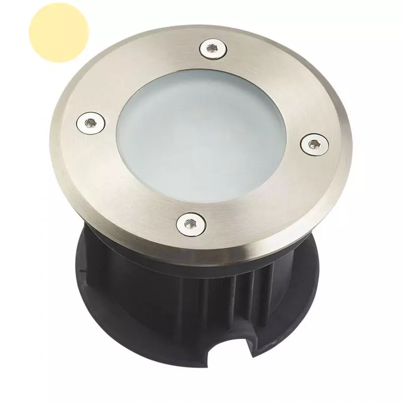 Support Spot Encastrable Sol 2W AC220-240V Étanche IP67 Rond - percage 85mm Diffuseur Dépoli - Blanc Chaud 3000K