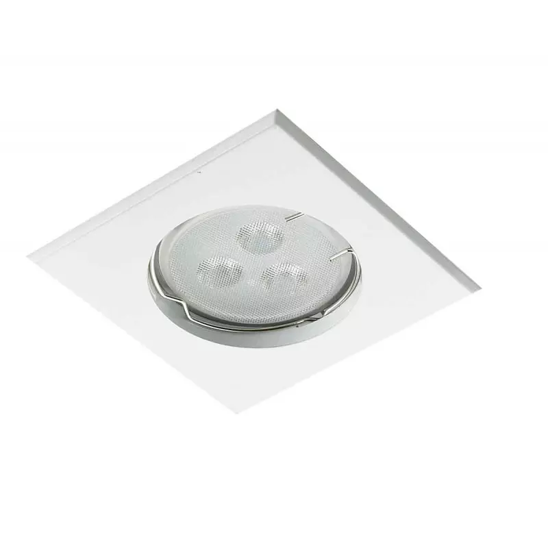 Support Spot Encastrable Plafond GU10 AC220-240V Orientable 30° Blanc Carré IP20 - perçage 55mm