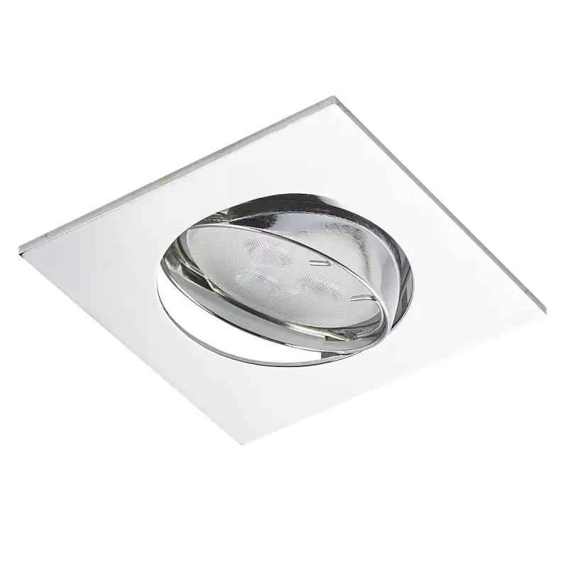 Support Spot Encastrable Plafond GU10 AC220-240V Orientable 30° Chrome Carré IP20 - perçage 55mm