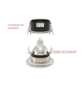 Spot Encastrable salle de bain  Nickel satiné Rond GU5.3 MR16 IP44 W  LED LINE - 245442