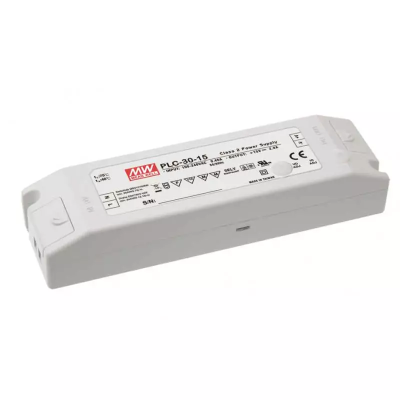 Transformateur LED Design plat 30W 90-264V à 12V DC IP20 PLC-30-12 MEAN WELL - PLC-30-12