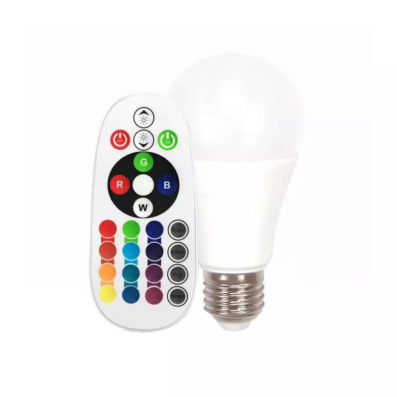 Ampoule Led E27 à LED RGB avec Télécommande 6W rendu 40W