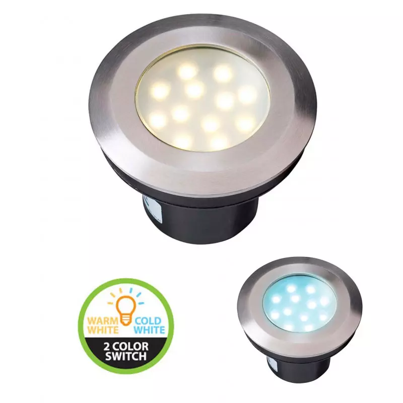 Spot LED Encastrable Sol 2W 43lm IP67 - Blanc Chaud/ Blanc Froid 3000-6000K