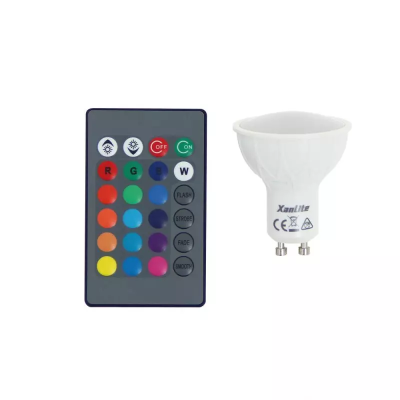 Ampoule LED GU10 MR16 4.2W 280lm 100° (60W) - RGB