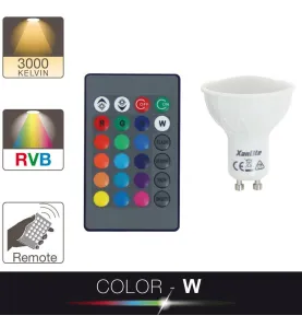 Ampoule LED GU10 MR16 4.2W 280lm 100° (60W) - RGB