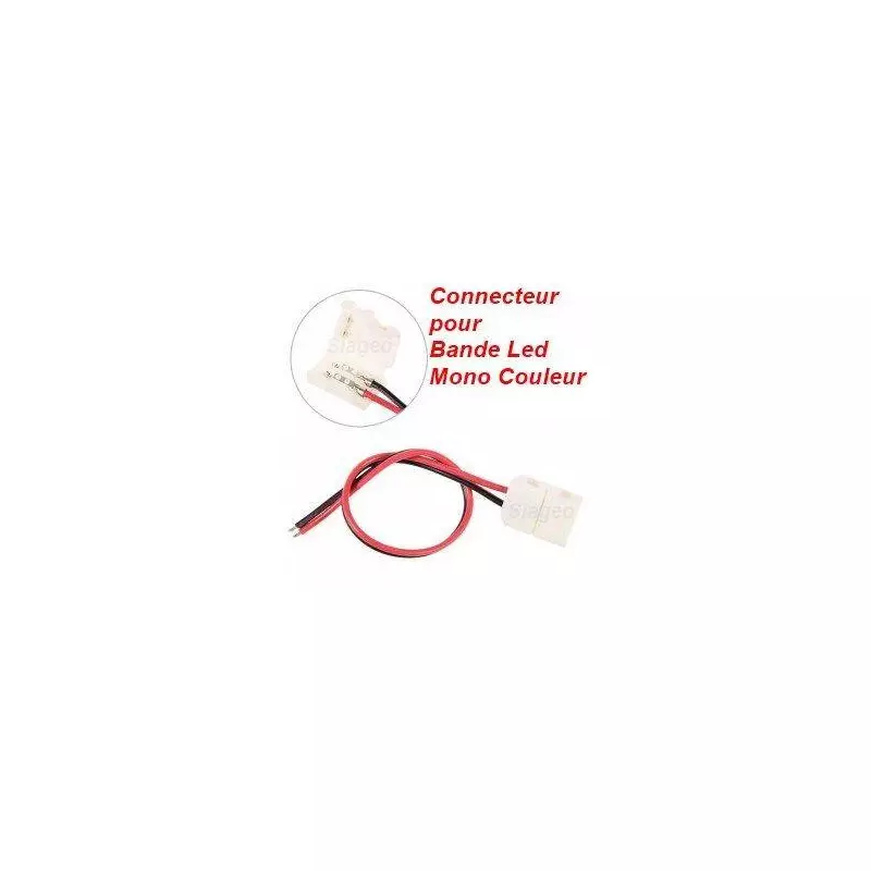 Clip Connecteur Raccord Pré-Cablé Pour Bande Led Mono Couleur en 10mm