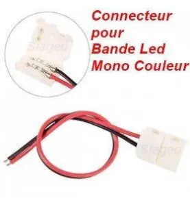 Clip Connecteur Raccord Pré-Cablé Pour Bande Led Mono Couleur en 10mm