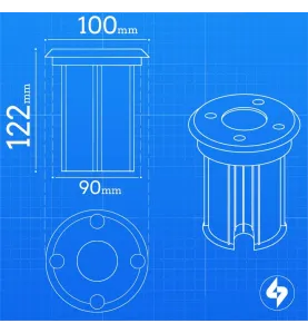 Support Spot Encastrable Sol GU5.3 MR16 DC12V Étanche IP67 Rond -  perçage 90mm Diffuseur Transparent