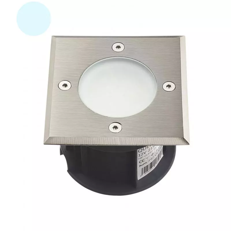 Support Spot Encastrable Sol Blanc du Jour 6000K 2W AC220-240V Étanche IP67 Carré - perçage 85mm Diffuseur Dépoli