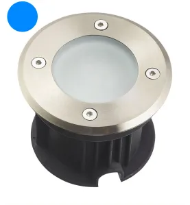 Support Spot Encastrable Sol Bleu 2W DC12V Étanche IP67 Rond - perçage 85mm Diffuseur Dépoli