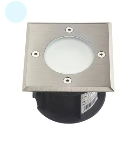 Support Spot Encastrable Sol 1,5W 110lm 120° 220V Étanche IP67 Carré - Blanc Froid 6000K perçage 85mm Diffuseur Dépoli