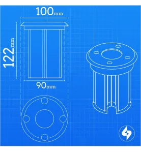 Support Spot Encastrable Sol GU10 AC220-240V Étanche IP67 Carré -  perçage 90mm Diffuseur Transparent