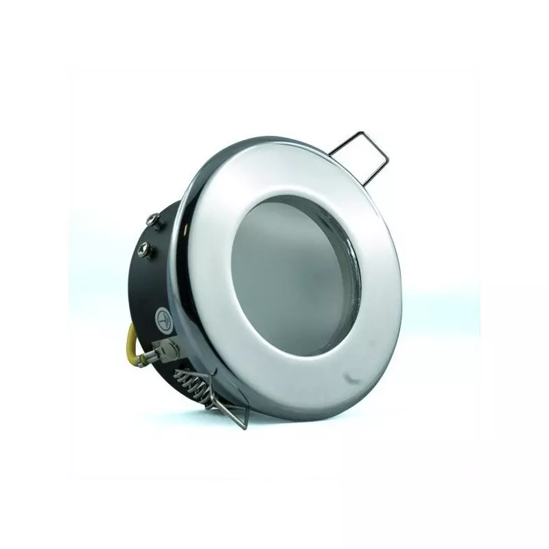 Support Spot Encastrable GU5.3 Dimmable Étanche IP65 DC12V Chrome - percage 72mm Diffuseur Dépoli