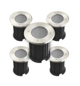 Pack de 5 Supports Spots Sol Encastrables GU5.3 DC12V Étanche IP67 Rond - perçage 90mm Diffuseur Transparent