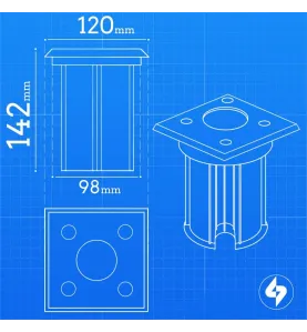 Pack de 5 Supports Spots Encastrables Sol GU5.3 DC12V Étanche IP67 Carré - perçage 98mm Diffuseur Transparent