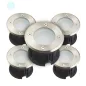 Pack de 5 Supports Spots Encastrables Sol Blanc du Jour 6500K 2W AC220-240V Étanche IP67 Rond - perçage 85mm Diffuseur Dépoli