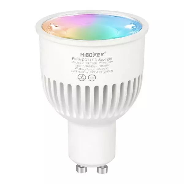 Spot à LED RGB 6000K GU5.3 6W lampe 12V gradable douille MR16 LED RGBW  télécommande IR thérapie par la lumière de couleur