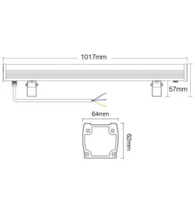 Réglette LED 48W 3200lm 1017mm 15x60° Étanche IP66 RadioFréquence 2.4GHz / Alexa / Google Chrome - RGB+CCT 2700K-6500K RL2-48