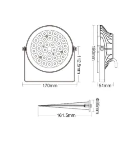 Projecteur LED de Jardin 15W 230V 1500lm 15° 170mm Étanche IP66 RadioFréquence 2.4GHz / Google Home / Alexa - RGB+CCT C03