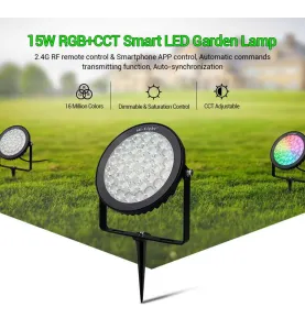 Projecteur LED de Jardin 15W 230V 1500lm 15° 170mm Étanche IP66 RadioFréquence 2.4GHz / Google Home / Alexa - RGB+CCT C03