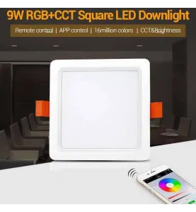 Plafonnier LED carré 9W - LED RGB+CCT