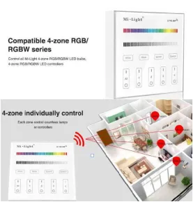 Contrôleur LED RGB, RGBW, RGB+CCT tactile sans fil