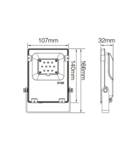 Projecteur LED 10W 1000lm 160° RadioFréquence 2,4GHz Étanche IP65 107mm - RGB+CCT 2700K-6500K T05