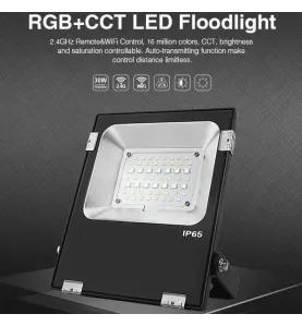 Projecteur LED 10W 1000lm 160° RadioFréquence 2,4GHz Étanche IP65 107mm - RGB+CCT 2700K-6500K T05