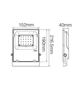 Projecteur LED 20W 2300lm 160° RadioFréquence 2,4GHz Étanche IP65 152mm - RGB+CCT 2700K-6500K T04