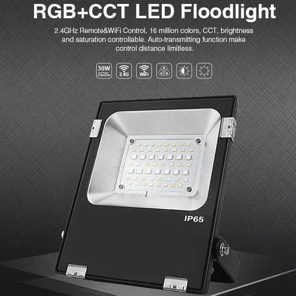 Projecteur extérieur LED 20W RGB avec télécommande RF - Gris • MME