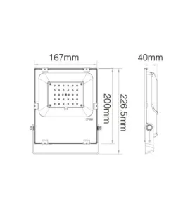 Projecteur LED 30W 3300lm 160° RadioFréquence 2,4GHz Étanche IP65 167mm - RGB+CCT 2700K-6500K T03