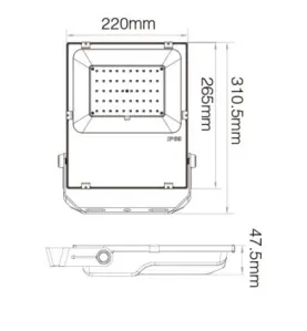 Projecteur LED 50W 4800lm 160° RadioFréquence 2,4GHz Étanche IP65 220mm - RGB+CCT 2700K-6500K T02