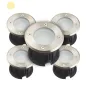 Pack de 5 Supports Spots Encastrables Sol AC220-240V Blanc Chaud 2800-3200K 2W Étanche IP67 Rond - perçage 85mm Diffuseur Dépoli