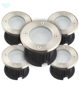 Pack de 5 Spots Encastrables Sol Blanc du Jour 6500K DC12V 2W 110lm Étanche IP67 Rond - perçage 85mm Diffuseur Dépoli