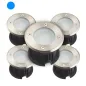 Pack de 5 Supports Spots Encastrables Sol Bleu 2W 110lm AC220-240V Étanche IP67 Rond - perçage 85mm Diffuseur Dépoli