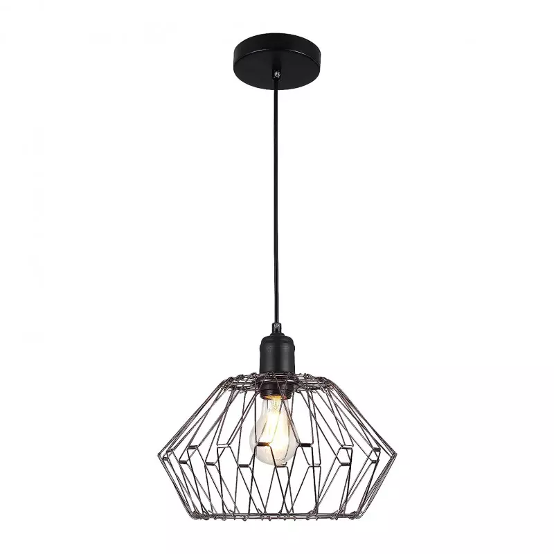 Suspension Luminaire Multiformes Noire E27 Diamètre 350mm avec Câble 1,1m réglable - Suspension d'éclairage intérieur