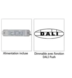 Dalle LED 40W (équivalent 400W) 600*600m Dimmable Dali Push