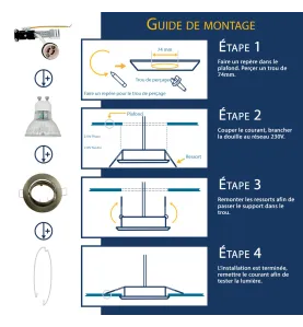 Lot de 10 Support de plafond Spots LED Encastrable 60mm Satin Nickel Fixe Plafond avec douille GU10 isolée