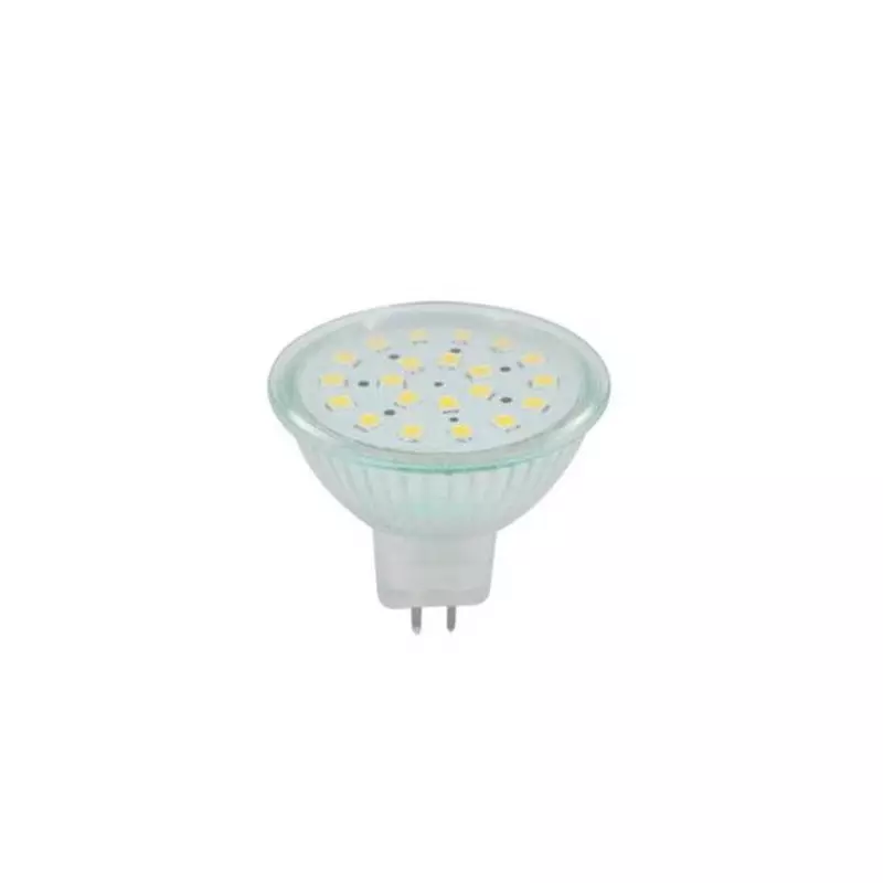 Ampoule LED 24 SMD GU5.3 MR16 3W 280lm (20W) 120° DC12V Diffuseur Transparent - Blanc Neutre 4000K