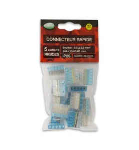 Connecteur Rapide 5 Fils Rigide x20 pcs