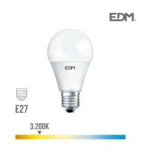 Ampoule LED E27 17W Ronde A60 équivalent à 165W - Blanc Chaud 3200K