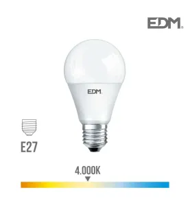 Ampoule LED E27 17W Ronde A60 équivalent à 165W - Blanc Naturel 4000K